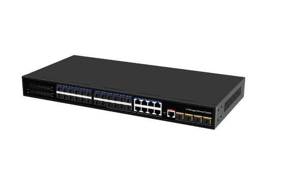 DC12V 8A 10GSFP L3 Gigabit Managed Ethernet SFP Fiber Switch 24 Cổng 128Gbps AC 100~240V