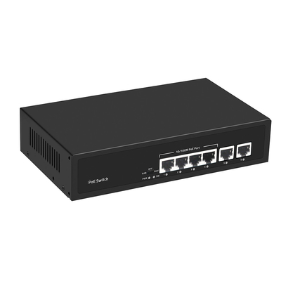 4 cổng Ethernet nhanh CCTV Poe Switch với 2 đồng Uplink 55W Power Budget AC Input