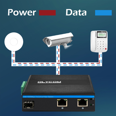 Bộ chuyển mạch cáp quang Ethernet 3 cổng Mini Din Rail 100 / 1000Mbps 60W POE Ngân sách DC48V