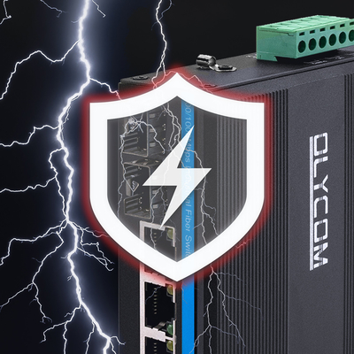 Đèn cứng 4 cổng PoE chuyển đổi mạng Gigabit công nghiệp với 2 cổng SFP không quạt vỏ kim loại CE