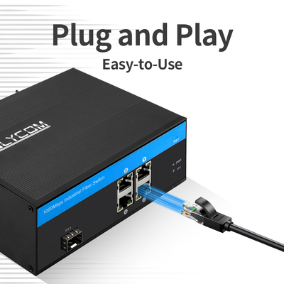 Gigabit 5 cổng Ethernet POE Fiber Switch 120W Khung SFP công nghiệp không quản lý ngân sách