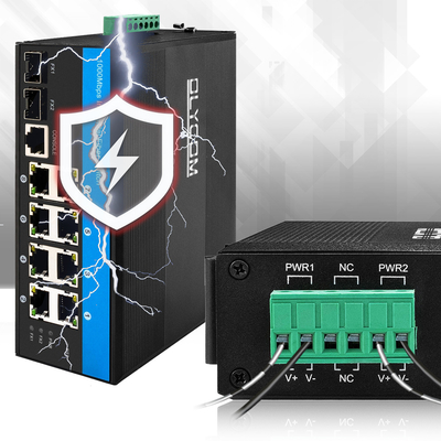 8 cổng công nghiệp quản lý PoE Switch 2.5G Ring Fiber 240W Budget Gigabit Network DC48V Input