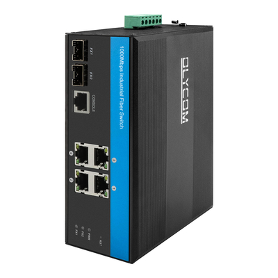 Industrial Managed Ethernet Switch 2.5G SFP Fiber Uplink Gigabit IP40 24VDC Không quạt