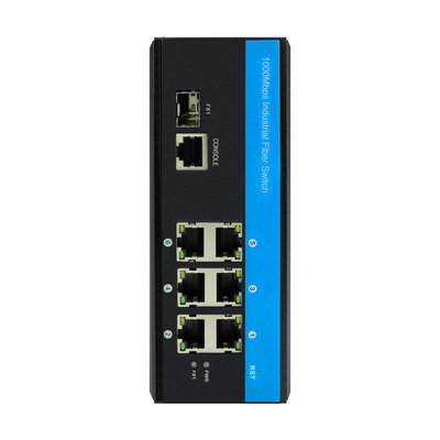 7 cổng được quản lý cáp quang Ethernet Din Rail Gigabit Switch DC12V Hỗ trợ CLI SNMP
