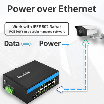 8 Cổng công nghiệp quản lý PoE Switch 2.5G SFP Uplink Gigabit Network Rugged Case CE