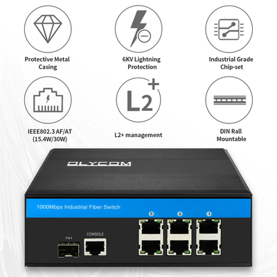Bộ chuyển mạch Poe được quản lý 6 cổng Gigabit Ethernet với 1 cổng Sfp Vỏ kim loại