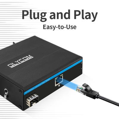 Bộ chuyển đổi phương tiện truyền thông PoE công nghiệp 10/100M Fast Ethernet 15.4W/30W SFP Fiber cho máy ảnh IP