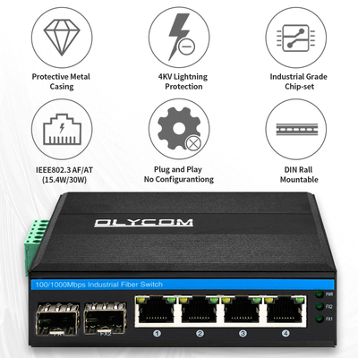 Bộ chuyển mạng không quản lý Ethernet cáp quang, Bộ chuyển mạch 6 cổng Gigabit POE