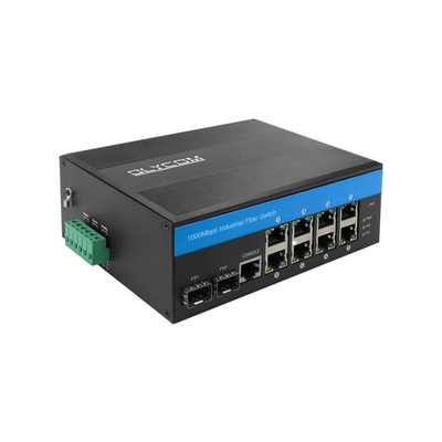 Công tắc công nghiệp Gigabit Ethernet L2 Managed Switch 8 X Cổng Gigabit 2 X Khe cắm SFP DIN-Rail Mount IP40 với Vlan Qos LACP STP