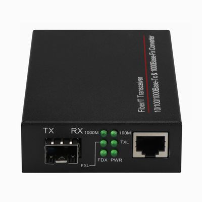 Bộ chuyển đổi phương tiện SFP 1G Gigabit Fiber Optic Ethernet không quản lý kích thước mini màu đen DC5V CE