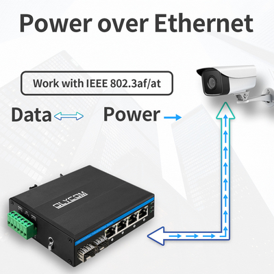 6 cổng Full Gigabit Ethernet công nghiệp PoE + Công tắc sợi quang POE Din Rail 120W Ngân sách OEM