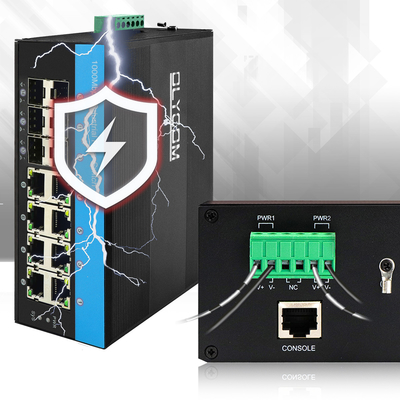 2.5G L2 Quản lý công nghiệp PoE Network Switch hỗ trợ ERPS MSTP Ring Din Rail