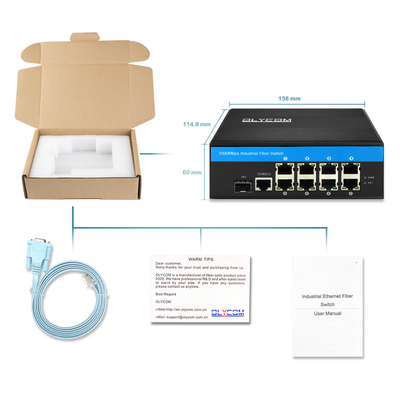 8 cổng Lite L3 Quản lý công nghiệp Fiber Optic Switch POE / POE + Gigabit dựa trên 240W