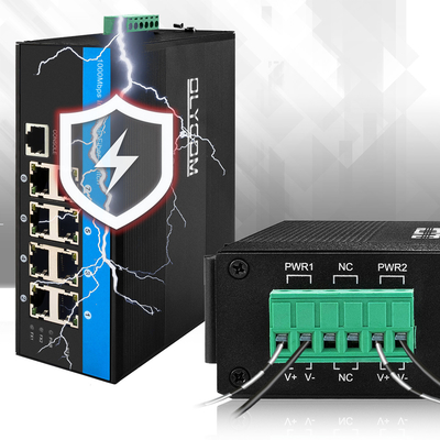 8 Cổng quản lý PoE Switch Gigabit Ethernet 240W POE hoạt động Rugged Case Chip Vitesse