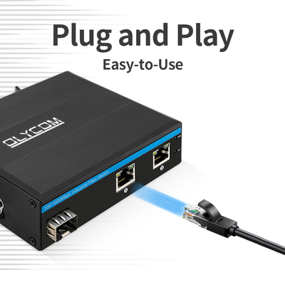 3 cổng Compact Gigabit Ethernet Switch cứng 100/1000M Fiber Dual 24V Input