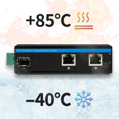 3 cổng Compact Gigabit Ethernet Switch cứng 100/1000M Fiber Dual 24V Input