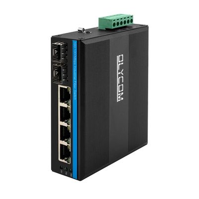 Bộ chuyển mạch Ethernet công nghiệp 6 cổng không quản lý 100M/1000M Tự động cảm biến SFP Fiber DC24V DC