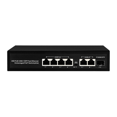 Chuyển đổi mạng Gigabit 4 cổng POE không được quản lý với 2 SFP / RJ45 100/1000M Uplink
