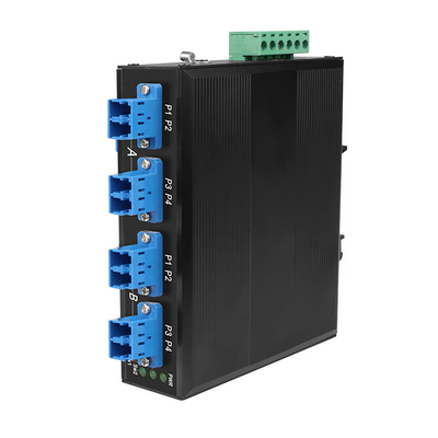 4 cổng công nghiệp quang sợi bypass switch kết nối LC single-mode DC24V đầu vào