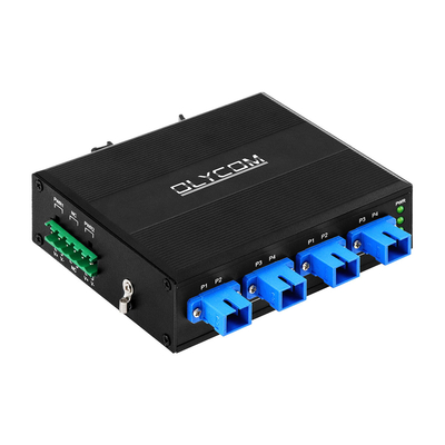 4 cổng quang bỏ chuyển đổi SC / UPC kết nối SIMPLEX 1310/1550NM DC24V DIN gắn
