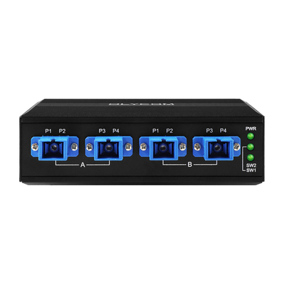 4 cổng quang bỏ chuyển đổi SC / UPC kết nối SIMPLEX 1310/1550NM DC24V DIN gắn