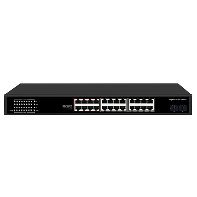 24 cổng CCTV PoE Switch Gigabit Network SFP Optical Uplink Không quản lý ngân sách 300W