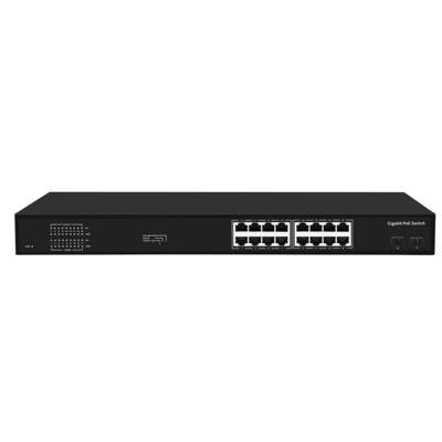 16 cổng Gigabit PoE Switch 300W Ngân sách không quản lý VLAN 250M Khoảng cách SFP