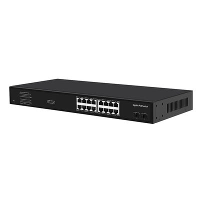 16 cổng Gigabit PoE Switch 300W Ngân sách không quản lý VLAN 250M Khoảng cách SFP