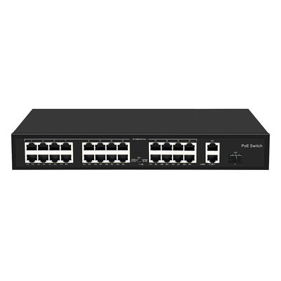 24 Cổng 10/100M POE Switch Gigabit Fiber Optic Uplink AC Rack Không quản lý Ngân sách 300W