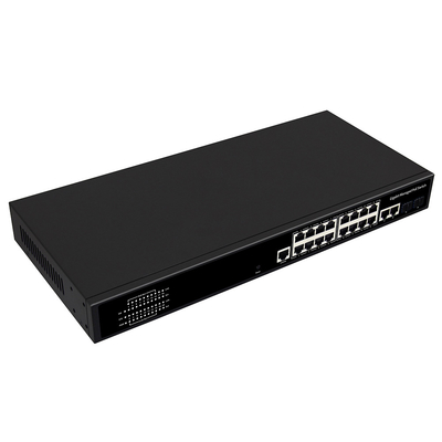 16 cổng Gigabit Quản lý PoE Switch Thương mại 1U Rack 300W Với 2 SFP / RJ45 Uplink