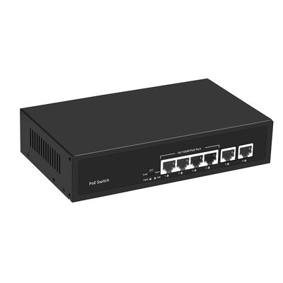 Ethernet nhanh CCTV PoE Switch 4 cổng với 2 Uplink đồng 55W Power Budget AC Input