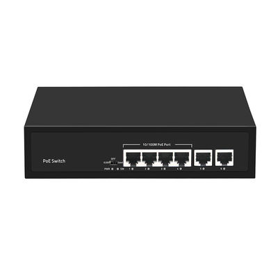 Ethernet nhanh CCTV PoE Switch 4 cổng với 2 Uplink đồng 55W Power Budget AC Input