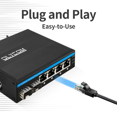 6 cổng Industrial Poe Switch Không quản lý 10/100M 2 Fiber 4 Ethernet Port Switch
