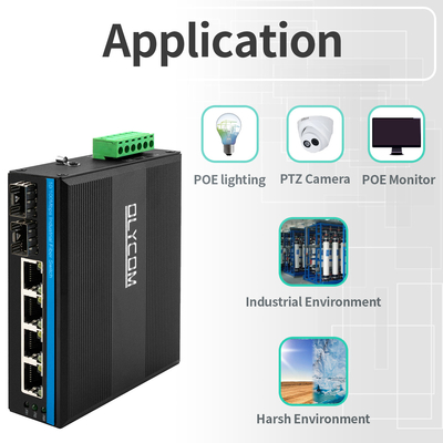 Industrial Unmanaged POE Switch 4 Port 100Mbps SFP Fiber Network 15.4W/30W Tiêu chuẩn