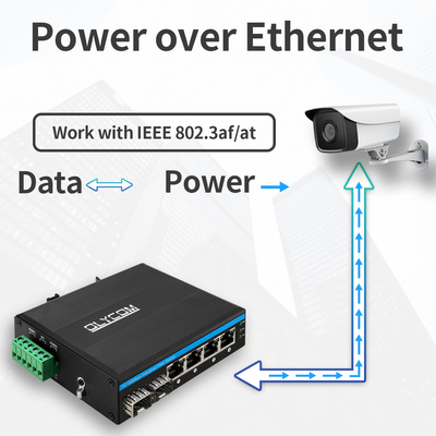 Industrial Unmanaged POE Switch 4 Port 100Mbps SFP Fiber Network 15.4W/30W Tiêu chuẩn