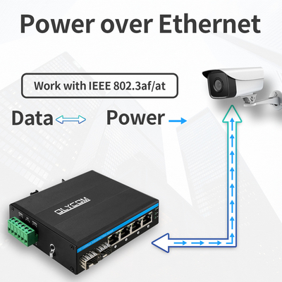 6 cổng Industrial Poe Switch Không quản lý 10/100M 2 Fiber 4 Ethernet Port Switch