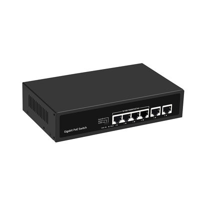 6 cổng Gigabit PoE Switch 250 Meter Extension VLAN 60W Power Budget 220V Input