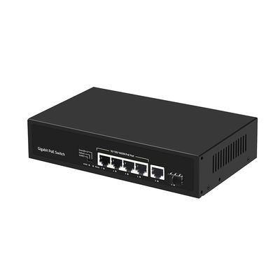 Bộ chuyển mạch Gigabit Fiber 4 cổng PoE Af/At 60W với 1 cổng SFP/Đồng Uplink Cấp thương mại CE