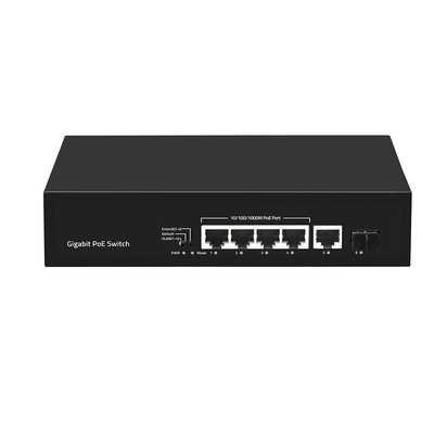 4 cổng PoE Af / At Gigabit Fiber Switch với 1 SFP / Copper Uplink hạng thương mại 60W