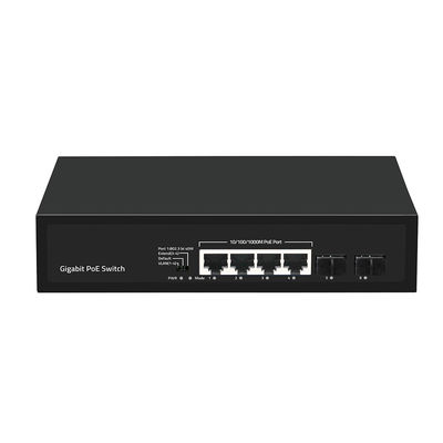 4 cổng Gigabit PoE Switch 60W Ngân sách SFP Fiber không quản lý với VLAN 250 mét mở rộng
