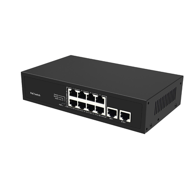 8 cổng CCTV POE Switch Fast Ethernet với 2 Gigabit Copper Uplink PoE Af / At 120W Budget