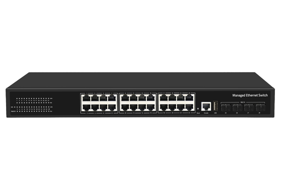 28 Cổng 10/100/1000Mbps quản lý Ethernet CCTV POE Switch hỗ trợ PoE Af / At với 4 * 10G SFP +