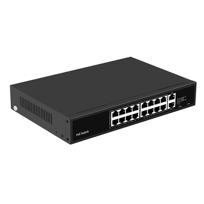 16 cổng PoE Switch 10/100M Ethernet Với 2 SFP / RJ45 Uplink Cho Camera CCTV 300W Ngân sách