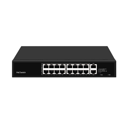 16 cổng PoE Switch 10/100M Ethernet Với 2 SFP / RJ45 Uplink Cho Camera CCTV 300W Ngân sách