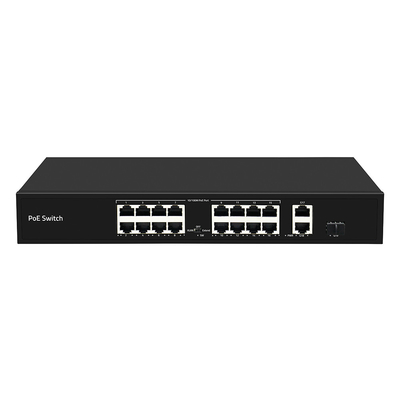 16 Cổng 250-Meter PoE Switch PoE Af / At 10/100M Hỗ trợ chế độ VLAN 300W Ngân sách