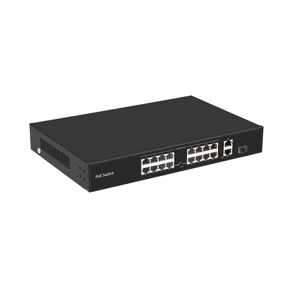 16 Cổng 250-Meter PoE Switch PoE Af / At 10/100M Hỗ trợ chế độ VLAN 300W Ngân sách
