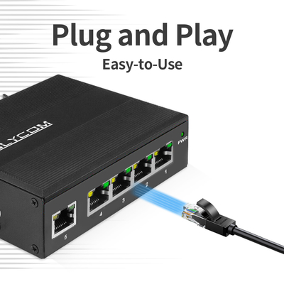 Industrial Unmanaged Poe Switch 5 Port Gigabit Network 15.4W/30W Tiêu chuẩn 120W Din Rail