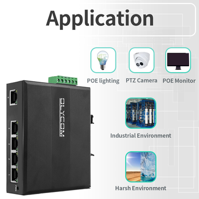 Industrial Unmanaged Poe Switch 5 Port Gigabit Network 15.4W/30W Tiêu chuẩn 120W Din Rail
