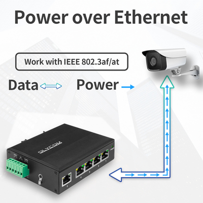 Industrial Unmanaged Poe Switch 5 Port Gigabit Network 15.4W/30W Tiêu chuẩn 120W Din Rail