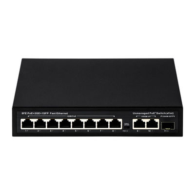 8 cổng POE Switch với 120W Power và 250m Transmission cho CCTV - Unmanaged Fiber Optic POE Switch